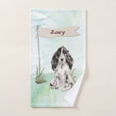 名前をカスタムするコッカースパニエル犬ペットドッグ バスタオルセット (ハンドタオル)