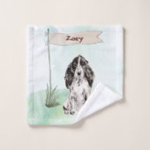 名前をカスタムするコッカースパニエル犬ペットドッグ バスタオルセット (ウォッシュタオル)