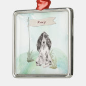 名前をカスタムするコッカースパニエル犬ペットドッグ メタルオーナメント (左)