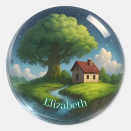 名前をカスタムするコテージコア自然シール ラウンドシール