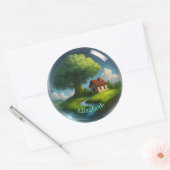 名前をカスタムするコテージコア自然シール ラウンドシール (封筒)