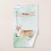 名前をカスタムするコルギペットドッグ バスタオルセット (ハンドタオル)