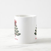 名前をカスタムするコージー素朴刺繍クリスマスツリー コーヒーマグカップ (中央)
