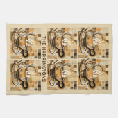 名前をカスタムするコーヒーパターン キッチンタオル (横)