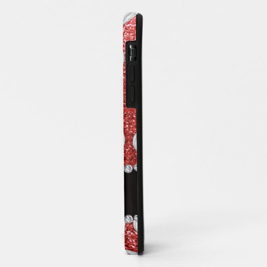 名前をカスタムするコーラルピンクグリッターバレーボール Case-Mate iPhoneケース (裏面/左)