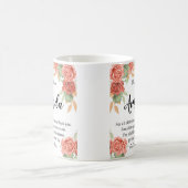 名前をカスタムするコーラルレッドローズメッセージ コーヒーマグカップ (中央)