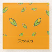 名前をカスタムするコーンon orange ガラスコースター (正面)