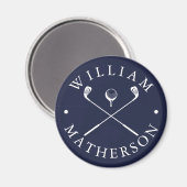 名前をカスタムするゴルフクラブネイビーブルー&ホワイト マグネット (正面/裏面)