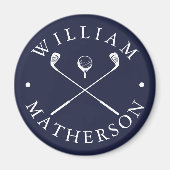 名前をカスタムするゴルフクラブネイビーブルー&ホワイト マグネット (正面)