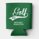 名前をカスタムするゴルフパパグリーンホワイト 缶クーラー (正面)