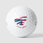 名前をカスタムするゴルフボール – アメリカ国旗USAゴルフ ゴルフボール (正面)