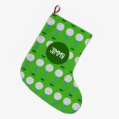 名前をカスタムするゴルフボール&ティークリスマスストッキング ラージクリスマスストッキング (正面 (吊り時))