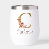 名前をカスタムするゴールドフォイル赤面ピンクローズレターC (背面)