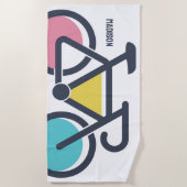 名前をカスタムするサイクリング ビーチタオル (正面)