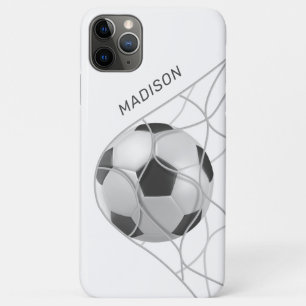 名前をカスタムするサッカーゴールの電話ケース iPhone 11 PRO MAXケース