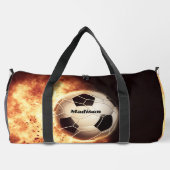 名前をカスタムするサッカーゴール ダッフルバッグ (裏面)