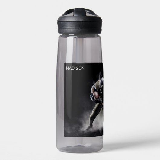 名前をカスタムするサッカープレーヤーイラストレーション ウォーターボトル (正面)