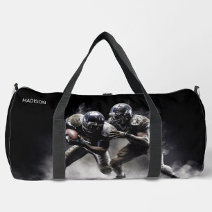 名前をカスタムするサッカープレーヤーイラストレーション ダッフルバッグ