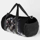 名前をカスタムするサッカープレーヤーイラストレーション ダッフルバッグ (右コーナー)