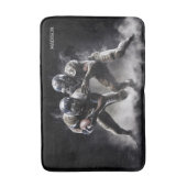 名前をカスタムするサッカープレーヤーイラストレーション バスマット (正面縦)