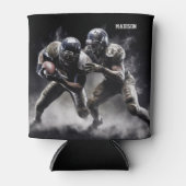 名前をカスタムするサッカープレーヤーイラストレーション 缶クーラー (正面)