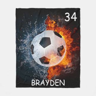 名前をカスタムするサッカーボール毛布 フリースブランケット