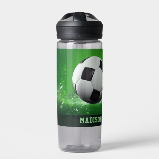名前をカスタムするサッカーボール ウォーターボトル (正面)