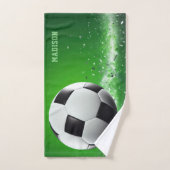 名前をカスタムするサッカーボール バスタオルセット (ハンドタオル)