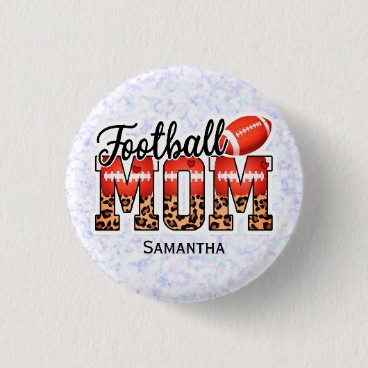 名前をカスタムするサッカーママ |母の日 缶バッジ (正面)