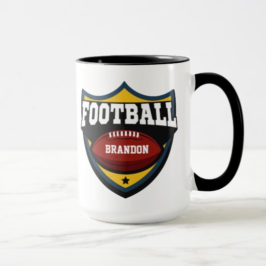 名前をカスタムするサッカーロゴのマグカップ マグカップ (右)
