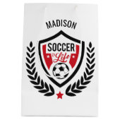 名前をカスタムするサッカーロゴ抱き枕 ミディアムペーパーバッグ (裏面)