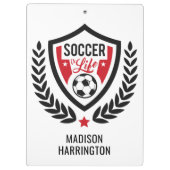 名前をカスタムするサッカーロゴ クリップボード (裏面)