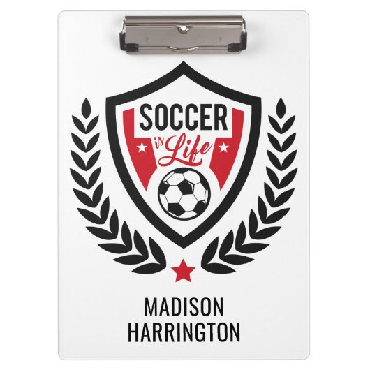 名前をカスタムするサッカーロゴ クリップボード (正面)