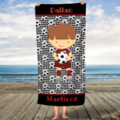 名前をカスタムするサッカー少年キッズバスタオル バスタオル