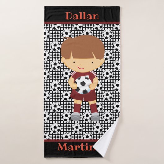 名前をカスタムするサッカー少年キッズバスタオル バスタオル (バスタオル)