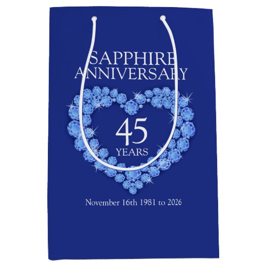 名前をカスタムするサファイア45周年記念写真バッグ ミディアムペーパーバッグ (正面)