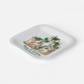 名前をカスタムするサファリアニマルズパームツリーズ誕生日 ペーパープレート (傾斜あり)