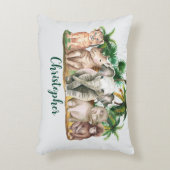 名前をカスタムするサファリアニマルズパームツリーズ アクセントクッション (正面(垂直))