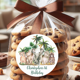 名前をカスタムするサファリアニマルズパームツリーズ ラウンドシール