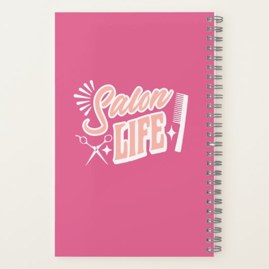 名前をカスタムするサロンライフギフト美容師ピンク ノートブック (裏面)