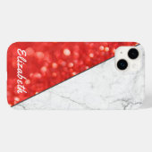 名前をカスタムするサンゴグリッター白黒大理石 Case-Mate iPhoneケース (裏面 (横))