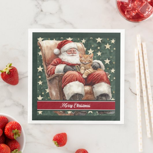 名前をカスタムするサンタクロースクリスマスナプキンズ (インサイチュ)