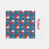 名前をカスタムするサンタトナカイのパーソナライズされたクリスマス フリースブランケット (正面(横))