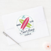 名前をカスタムするサーファーのシール ラウンドシール (封筒)