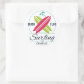 名前をカスタムするサーファーのシール ラウンドシール (バッグ)