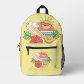 名前をカスタムするサーファー プリントバックパック (正面)