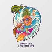 名前をカスタムするサーフィンパイナップル ウィンドウサイン (シート)