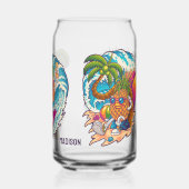 名前をカスタムするサーフィンパイナップル ガラス缶 (裏面)