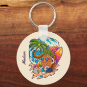 名前をカスタムするサーフィンパイナップル キーホルダー (裏面)
