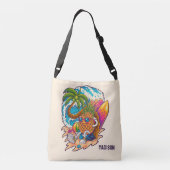 名前をカスタムするサーフィンパイナップル クロスボディバッグ (裏面)